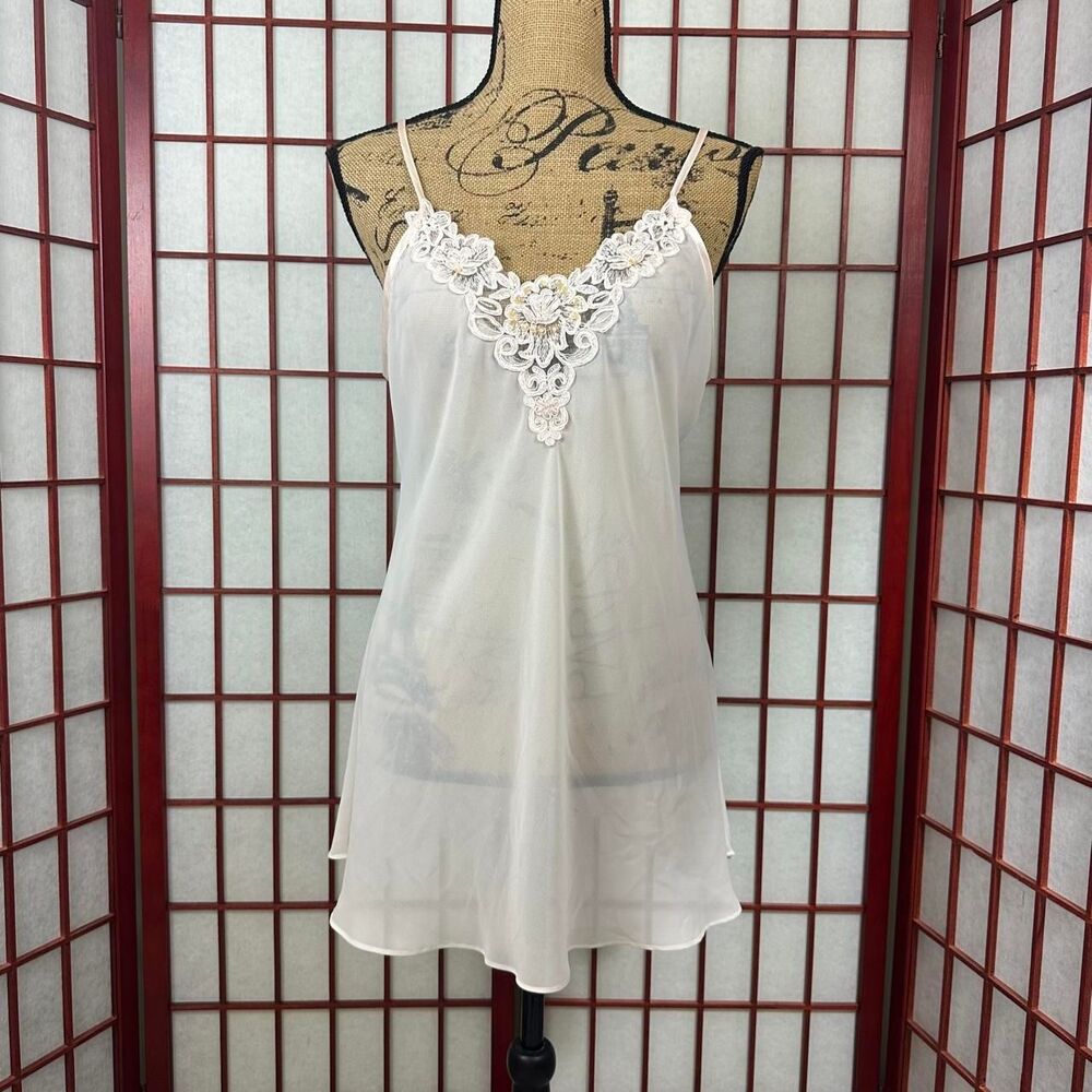 Private Luxuries Pastel Pink Embellished Romantic Coquette Sheer Slip Dress